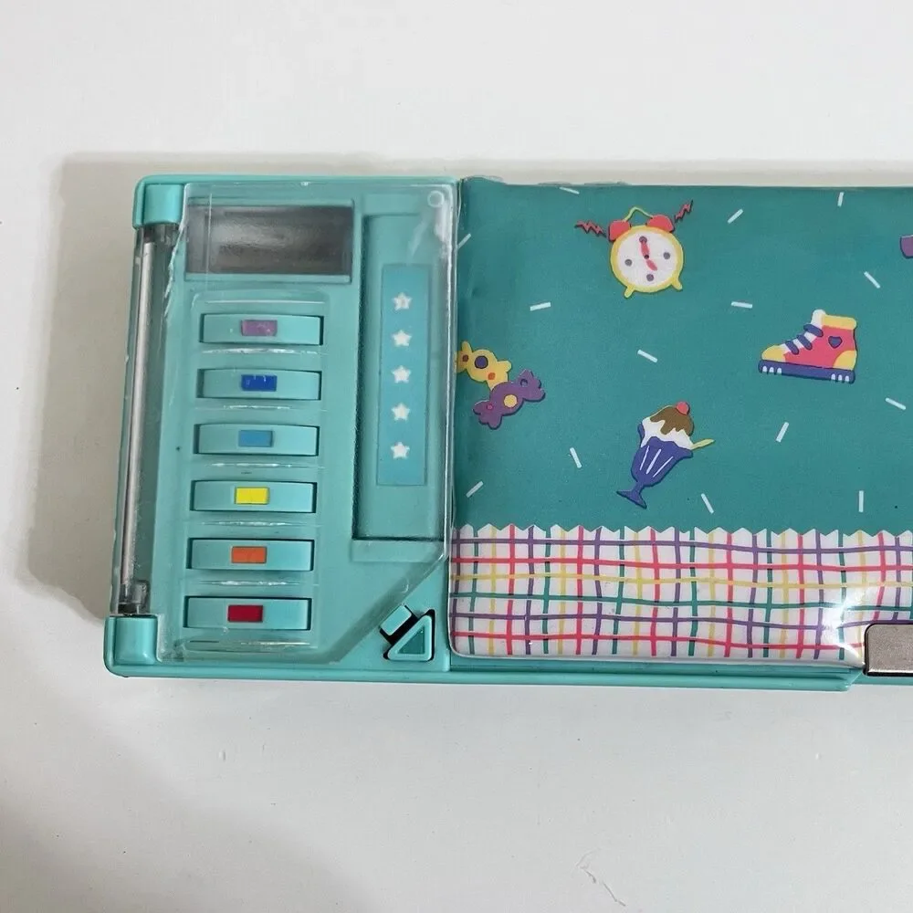 Vintage Sanrio Bear Padded Multi-Function Pencil Case Pop-Open Compartments 1990